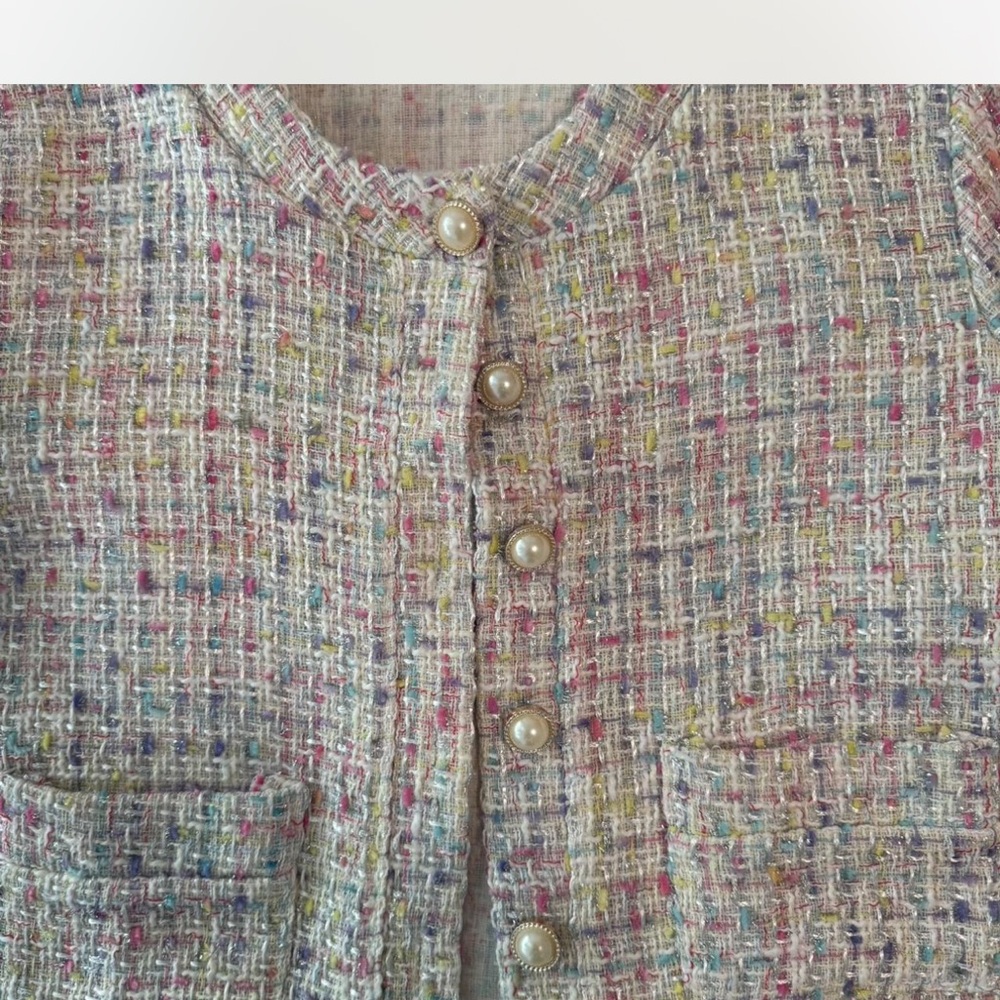 Stylish Multicolor Tweed Jacket - Picture 2 of 4